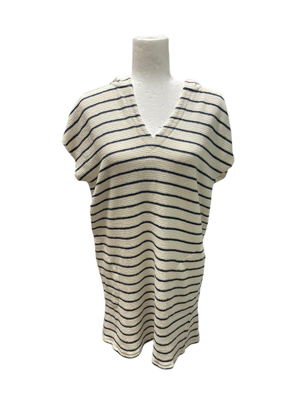 Lilla P Terry Cloth Striped Sleeveless Hooded Beach Dress Coverup Medium/Large